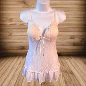 Apt.9 Pink Negligée Women Medium Lace Babydoll Nightie